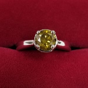 14k Wht Gold Green Yellow Diamond Engagement Ring